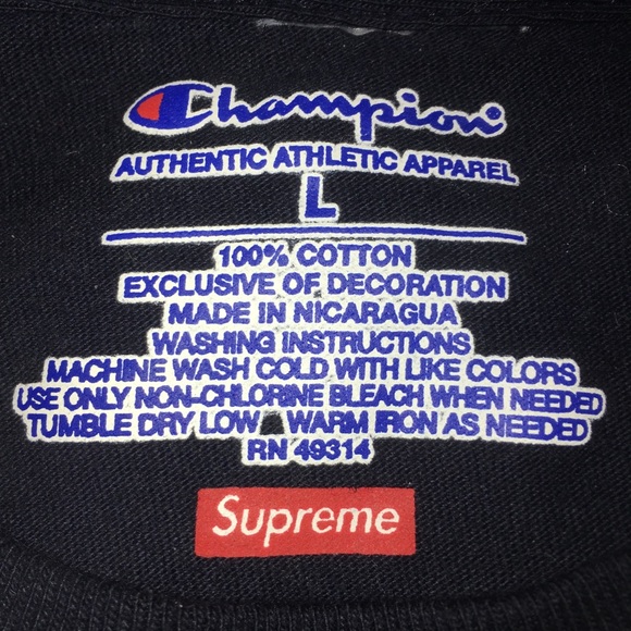 Supreme x Champion Navy Long Sleeve - Picture 7 of 8